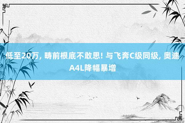 低至20万, 畴前根底不敢思! 与飞奔C级同级, 奥迪A4L降幅暴增