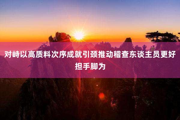 对峙以高质料次序成就引颈推动稽查东谈主员更好担手脚为