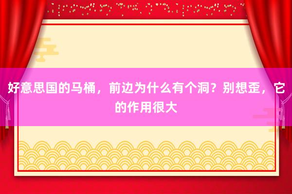 好意思国的马桶，前边为什么有个洞？别想歪，它的作用很大