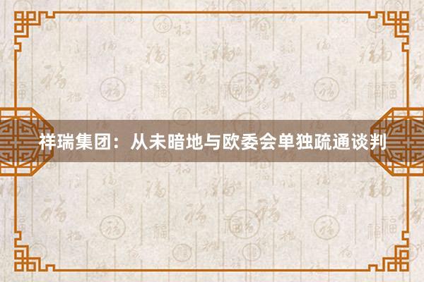 祥瑞集团：从未暗地与欧委会单独疏通谈判