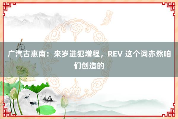 广汽古惠南：来岁进犯增程，REV 这个词亦然咱们创造的