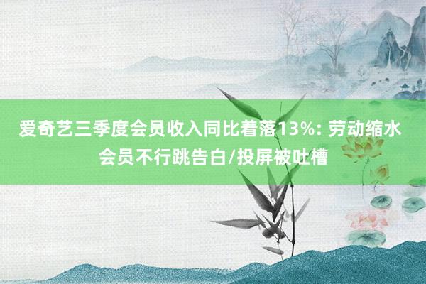 爱奇艺三季度会员收入同比着落13%: 劳动缩水 会员不行跳告白/投屏被吐槽